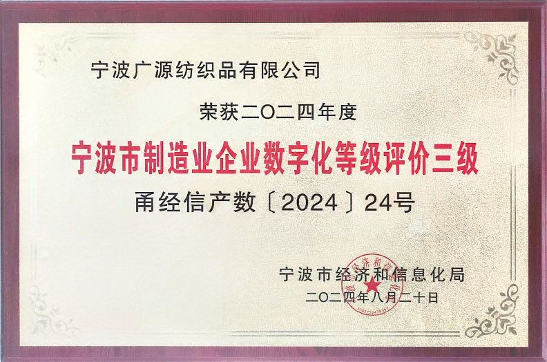 宁波市制造业企业数字化等级评价三级